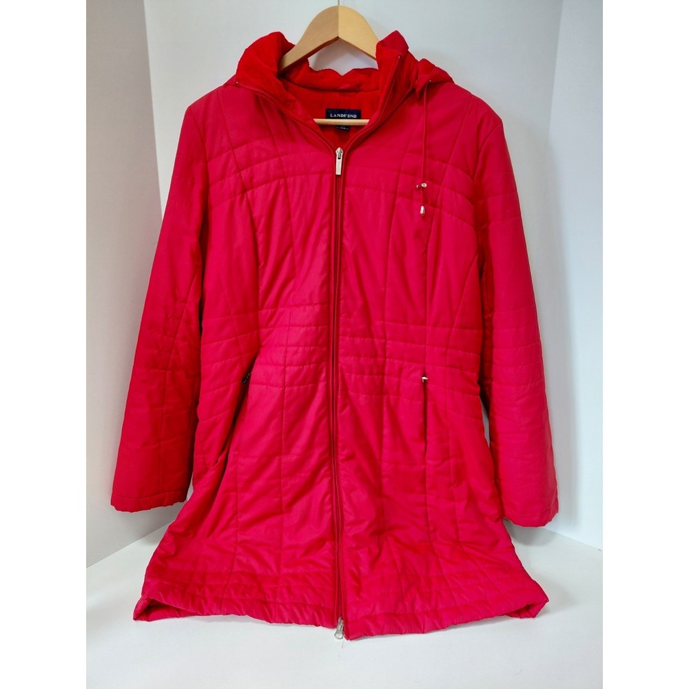 Lands' End‎ Womens Quilted Puffer Jacket Red Medium 10-12